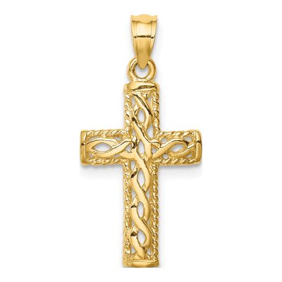 14K Yellow Gold Braided Cross Pendant