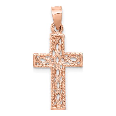 14K Rose Gold Braided Cross Pendant – view 4