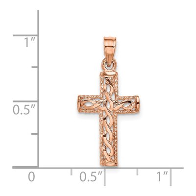 14K Rose Gold Braided Cross Pendant – view 5