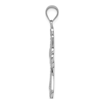 14K White Gold Diamond-Cut Textured Cross Pendant – view 3