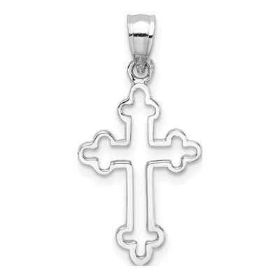 14K White Gold Budded Cross Pendant – view 4