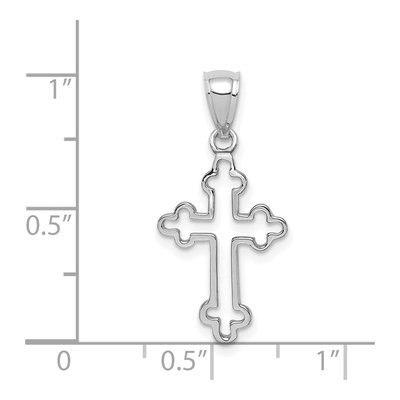 14K White Gold Budded Cross Pendant – view 5