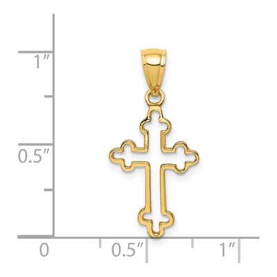 14K Yellow Gold Budded Cross Pendant – view 3