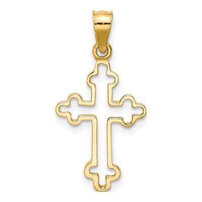 14K Yellow Gold Budded Cross Pendant – view 4