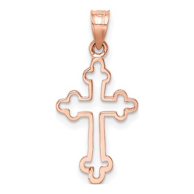 14K Rose Gold Budded Cross Pendant – view 4