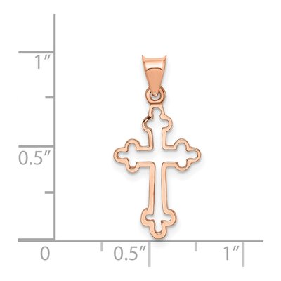 14K Rose Gold Budded Cross Pendant – view 5