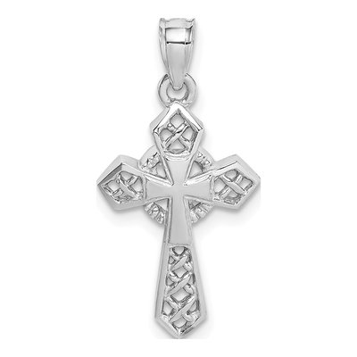 14K White Gold Celtic Cross Pendant