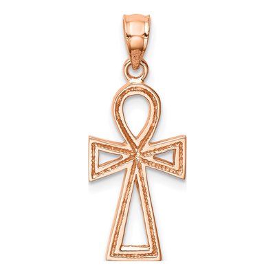 14K Rose Gold Ankh Cross Pendant