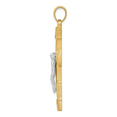 14K Two-Tone Gold Greek Key Crucifix Pendant – view 2