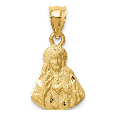 14K Yellow Gold Diamond-Cut Jesus Pendant