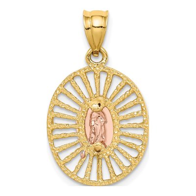 14K Two-Tone Gold Our of Guadalupe Oval Pendant – view 4