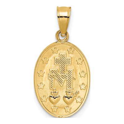 14K Yellow Gold Miraculous Medal Oval Pendant – view 4