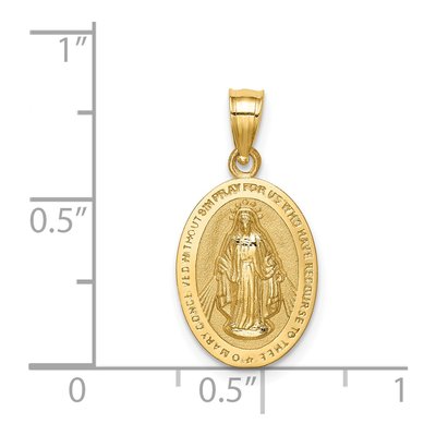 14K Yellow Gold Miraculous Medal Oval Pendant – view 5
