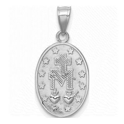 14K White Gold Miraculous Medal Pendant – view 4