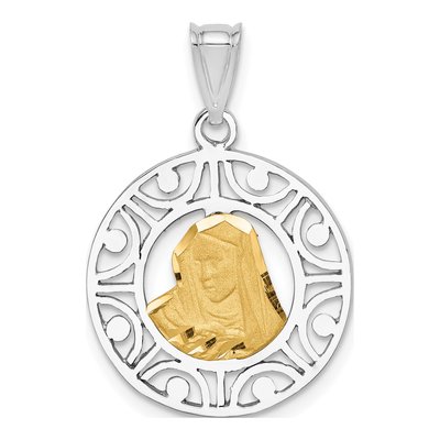 14K Two-Tone Gold Virgin Mary Pendant