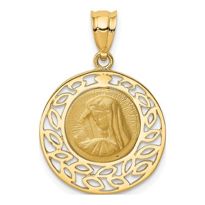 14K Yellow Gold Virgin Mary Pendant