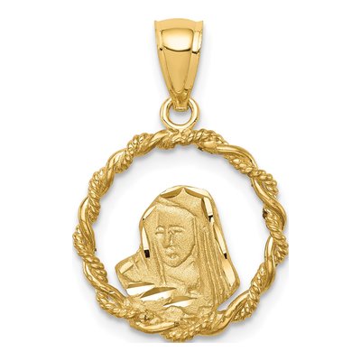 14K Yellow Gold Virgin Mary Pendant