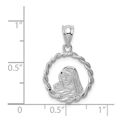 14K White Gold Virgin Mary Pendant – view 5