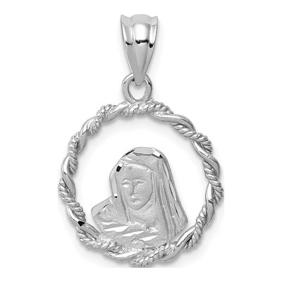 14K White Gold Virgin Mary Pendant