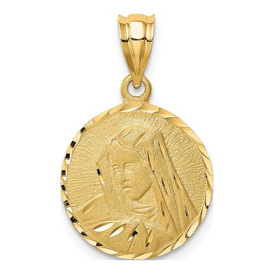 14K Yellow Gold Virgin Mary Pendant