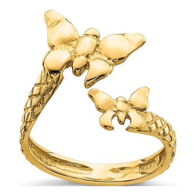 14K Yellow Gold Butterfly Toe Ring