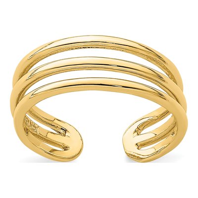14K Yellow Gold 3-Row Toe Ring