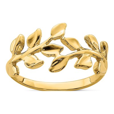 14K Yellow Gold Leaf Ring