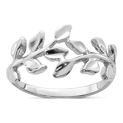 14K White Gold Leaf Ring