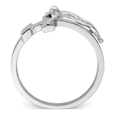 14K White Gold INRI Crucifix Ring – view 3