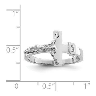 14K White Gold INRI Crucifix Ring – view 5