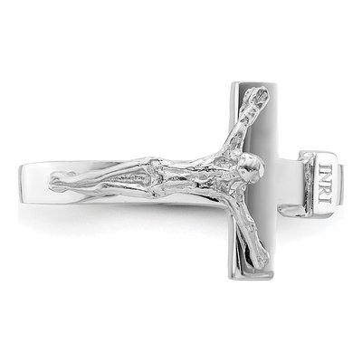 14K White Gold INRI Crucifix Ring – view 6
