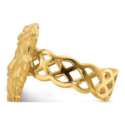 14K Yellow Gold Diamond-Cut Jesus Face Ring – view 3
