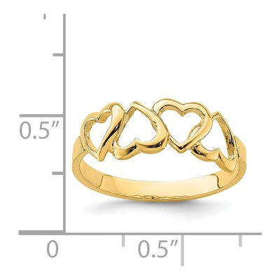 14K Yellow Gold Hearts Ring – view 4