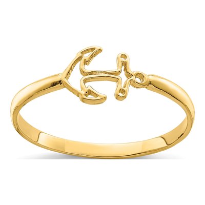 14K Yellow Gold Anchor Ring