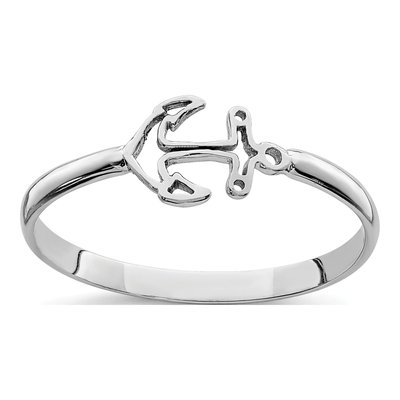 14K White Gold Anchor Ring