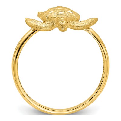 14K Yellow Gold Diamond-Cut Turtle Ring – view 3