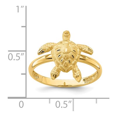 14K Yellow Gold Diamond-Cut Turtle Ring – view 5