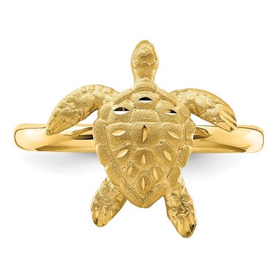 14K Yellow Gold Diamond-Cut Turtle Ring – view 6