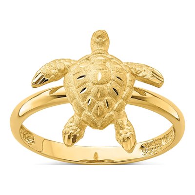 14K Yellow Gold Diamond-Cut Turtle Ring