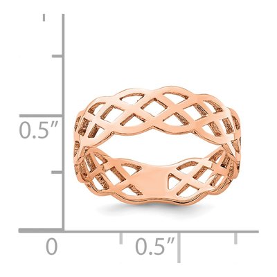 14K Rose Gold 5.6mm Woven Celtic Knot Band – view 5