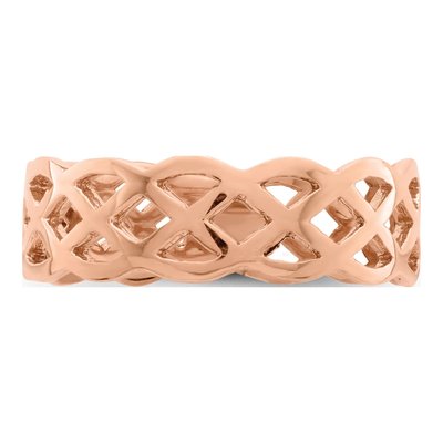 14K Rose Gold 5.6mm Woven Celtic Knot Band – view 6