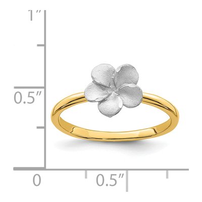 14K Two-Tone Gold Plumeria Flower Ring – view 4