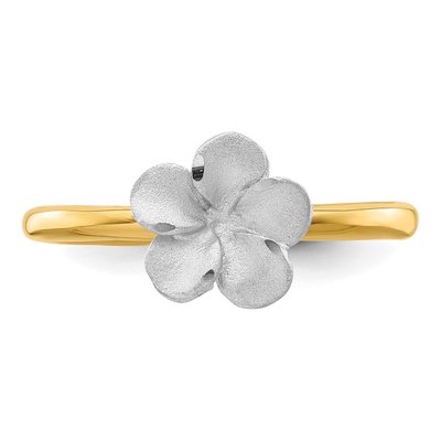 14K Two-Tone Gold Plumeria Flower Ring – view 5
