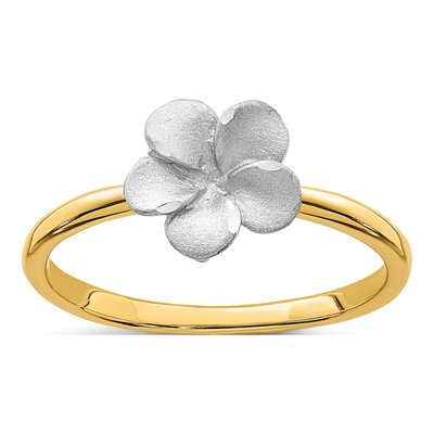 14K Two-Tone Gold Plumeria Flower Ring