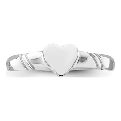 14K White Gold Kids' Heart Signet Ring – view 6
