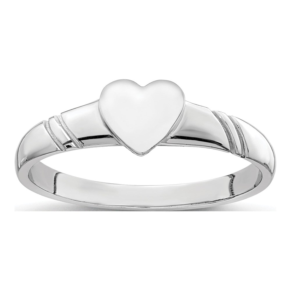 14K White Gold Kids' Heart Signet Ring