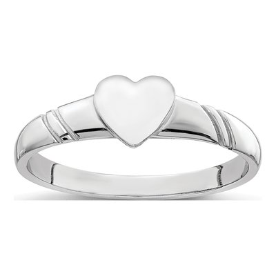 14K White Gold Kids' Heart Signet Ring