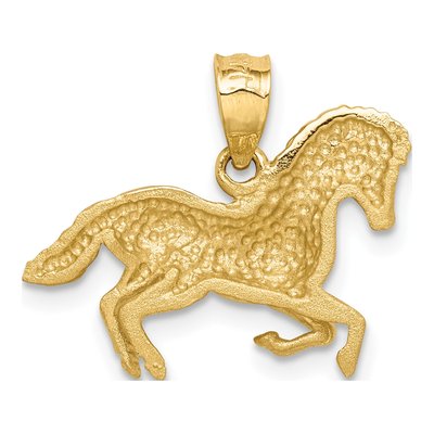 14K Yellow Gold Diamond-Cut Horse Pendant – view 4