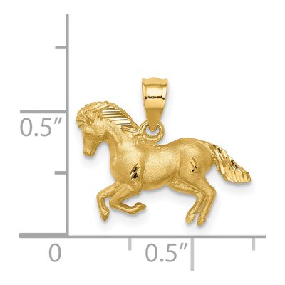 14K Yellow Gold Diamond-Cut Horse Pendant – view 5