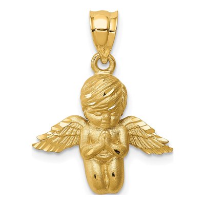 14K Yellow Gold Praying Angel Pendant